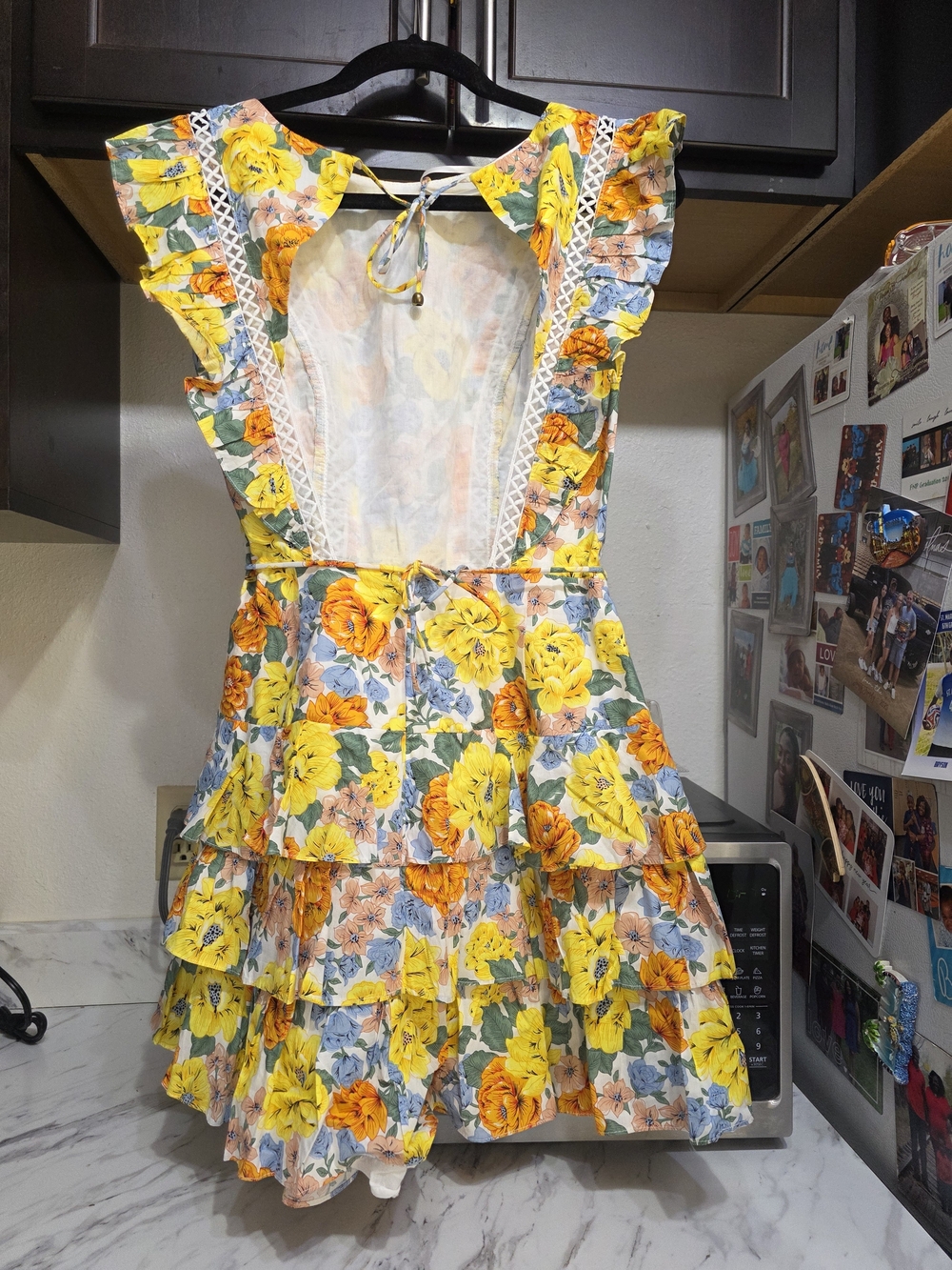 Hello Molly Romper Style Floral Ruffle Tie-Waist Mini Dress  Women Size Medium - Picture 8 of 14
